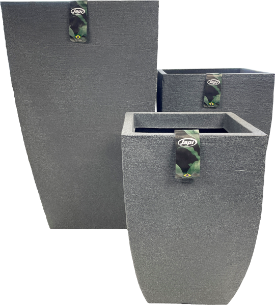 Japi Modern Square Planter Charcoal - 3 Piece Set - Decorative Planters